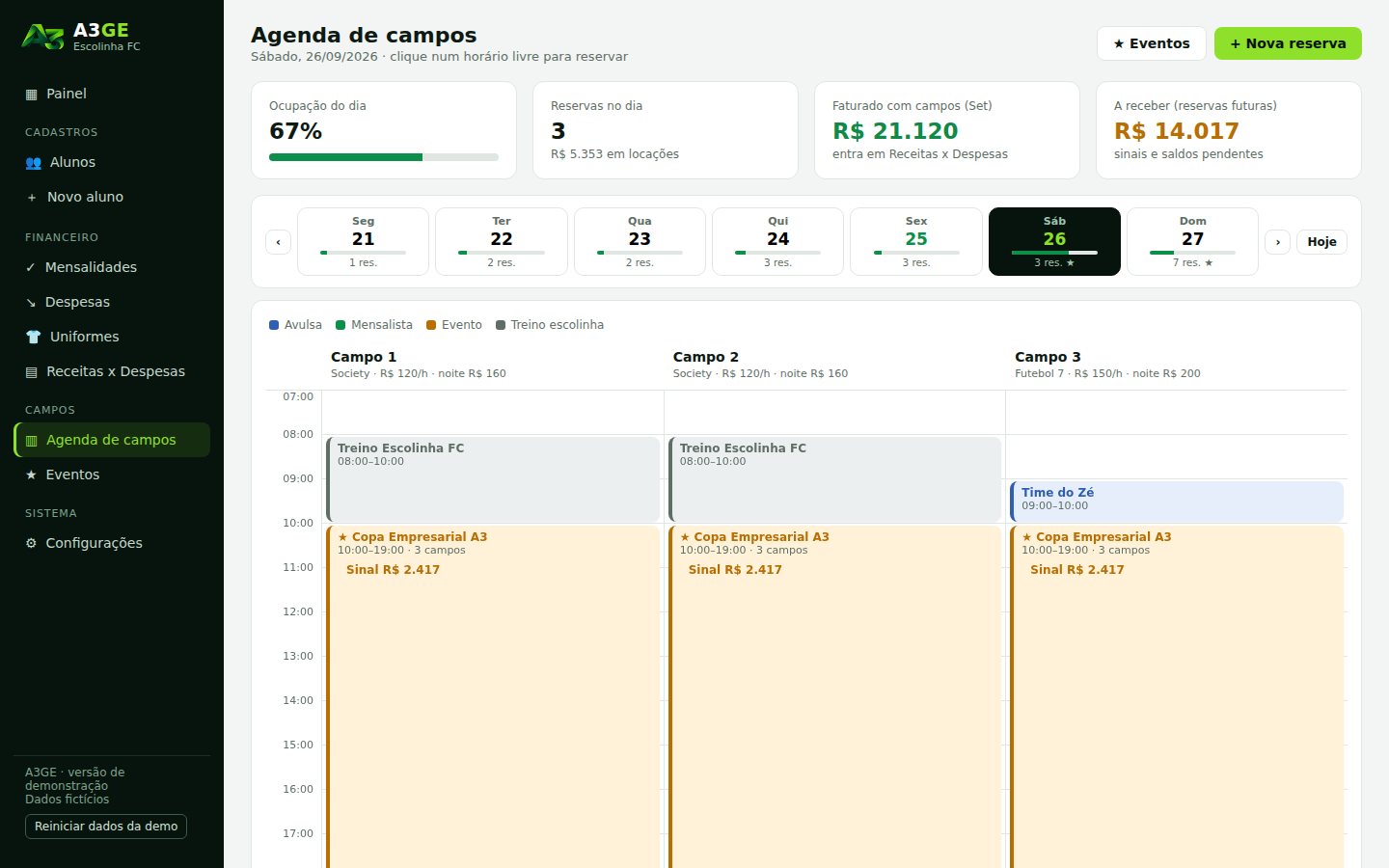 Agenda de campos do A3GE